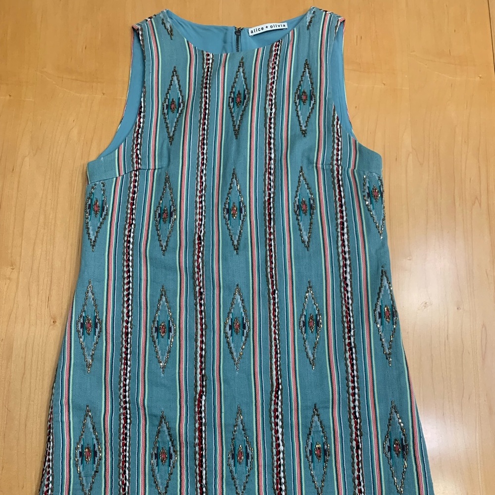 Alice + Olivia, Clyde shift dress, multicolored and beaded